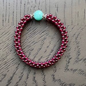 Garnet with amazonite bracelet SIZE 6-6.5’ (STRETCHY)